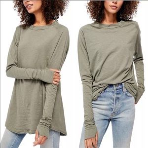 LAST ONE Free People Green Arden Tee, washed army, XS. NWT